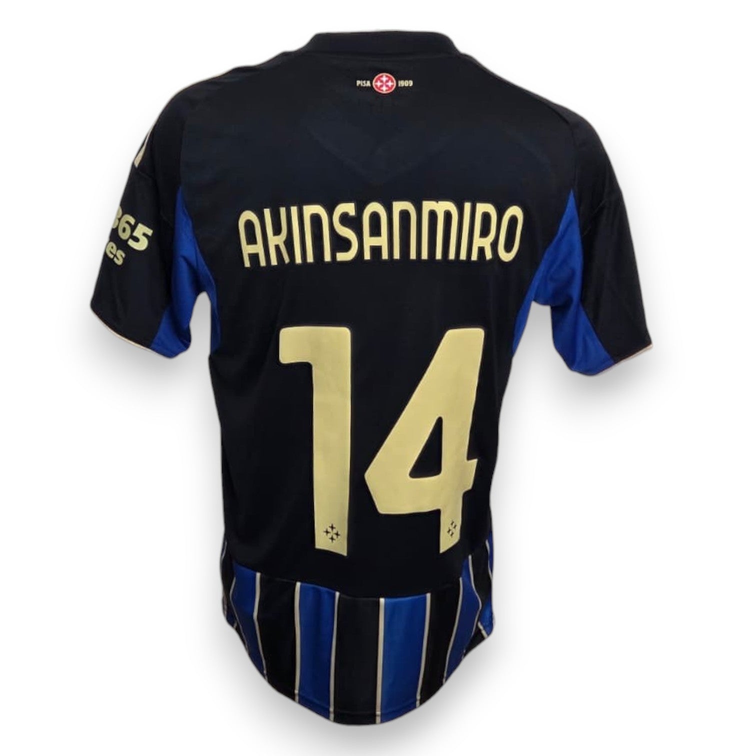 Retro maglia Pisa Home 2025-26 numero 14 Akinsanmiro Player Issued – nome stampato oro – Serie A