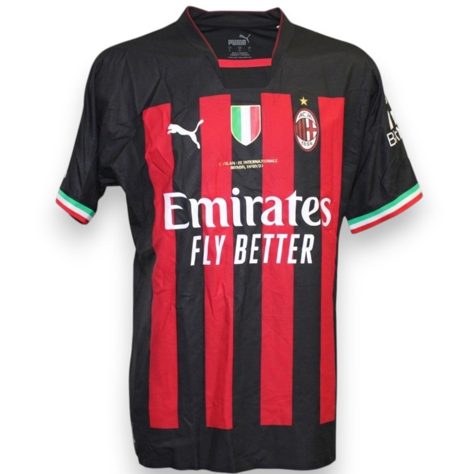 Maglia AC Milan Home 2022-23 Player Issued Bakayoko – Puma – sponsor Emirates – scritta Finale Riyadh 18/01/23 – Supercup EA Sports