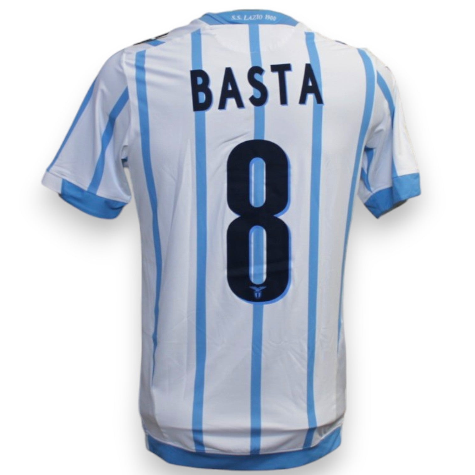 Retro maglia SS Lazio Home 2014-15 Player Issued Dušan Basta numero 8 – Macron – bianca strisce celesti – TIM Cup