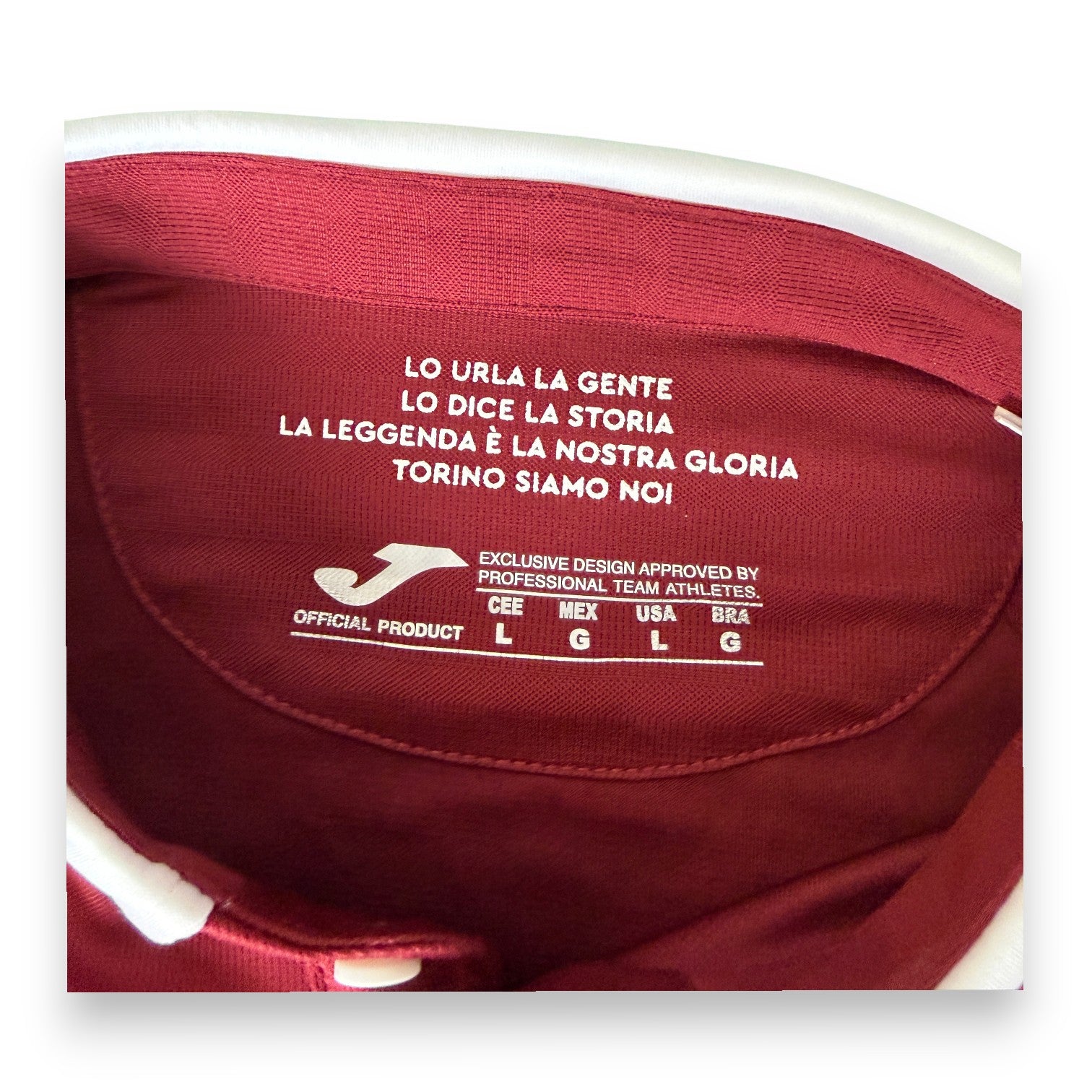 Etichetta taglia L maglia Torino FC Home 2019-20 Player Issued Joma – Exclusive Design Approved by Professional Team Athletes