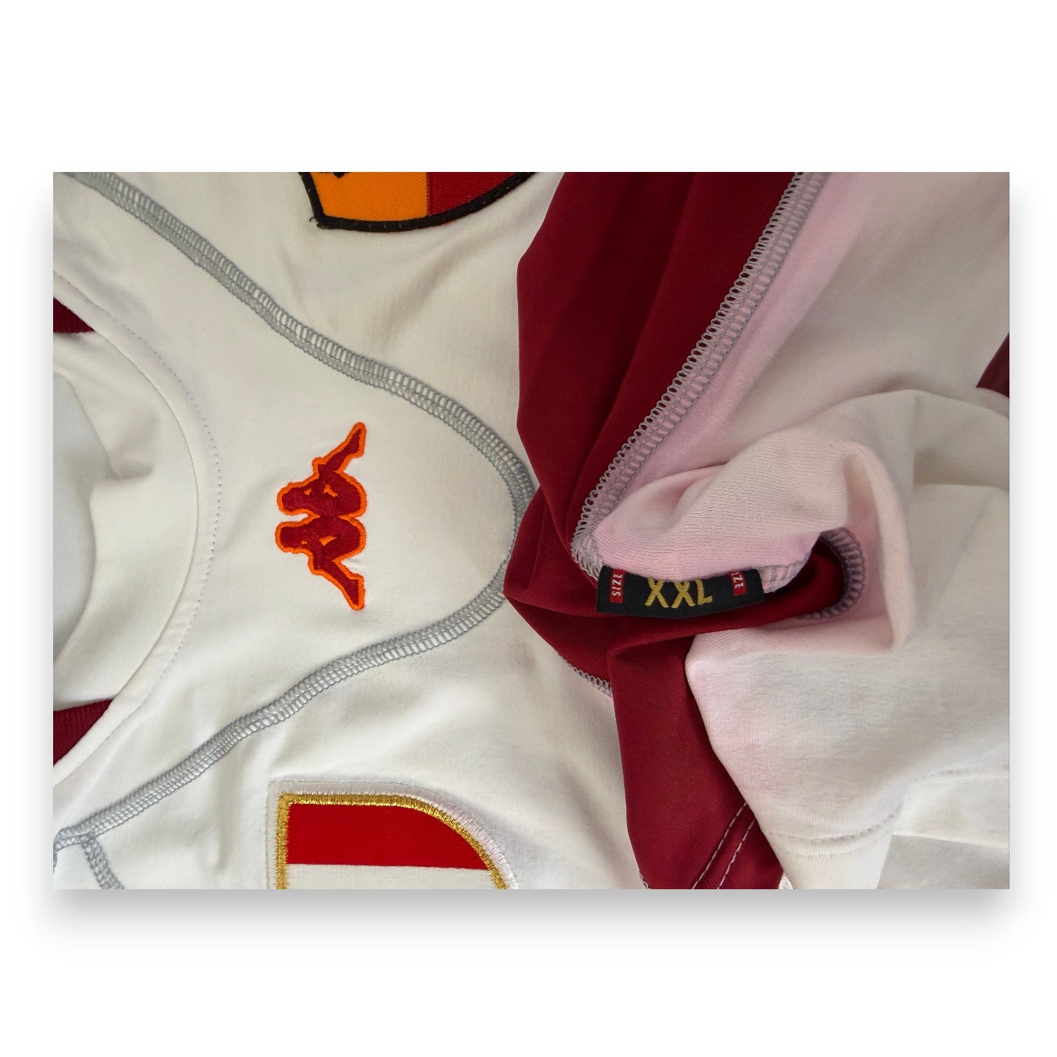 Etichetta taglia XXL maglia AS Roma Away 2001-02 Player Issued Kappa – Cesare Bovo – Scudetto vintage