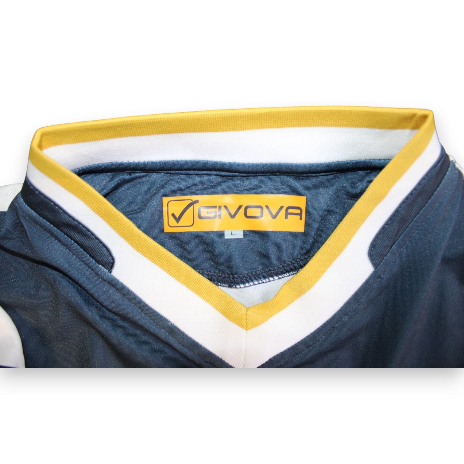 Dettaglio colletto interno e cartellino taglia L maglia Brescia Calcio 2012-13 Player Issued Givova – autenticità fornitura squadra