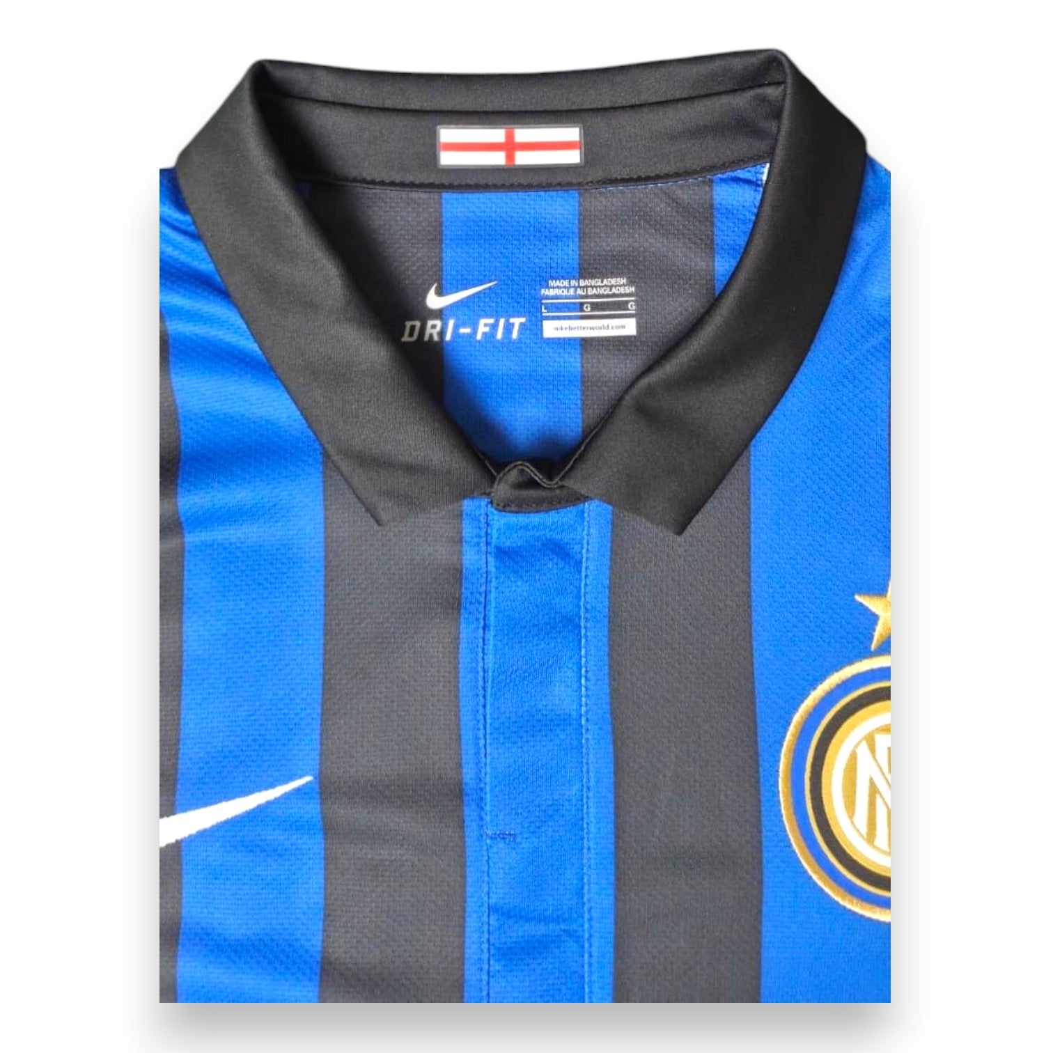 Colletto polo nero maglia Inter Home 2011-12 Nike Dri-Fit – taglia L – Made in Bangladesh – Store originale Philippe Coutinho