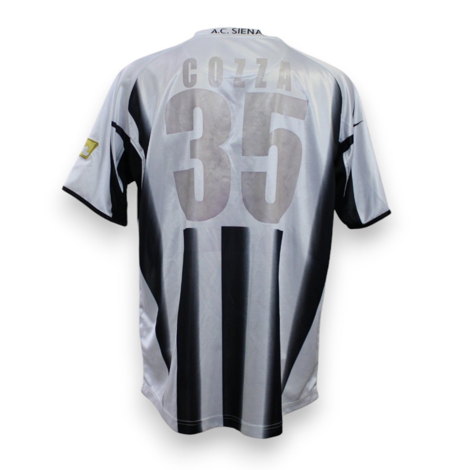 Maglia AC Siena Home 2005-06 Vintage Francesco Cozza numero 35 – Mass – sponsor Monte Paschi – patch Lega Calcio Serie A TIM