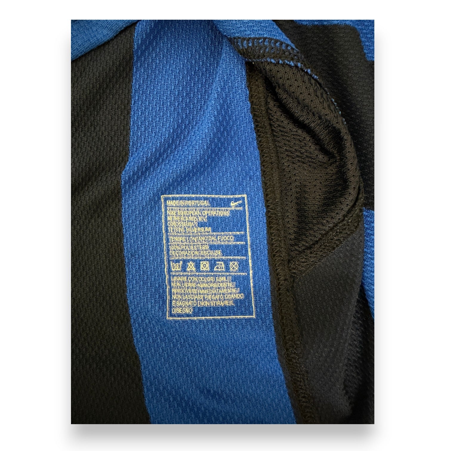 Etichetta interna maglia Inter Home 2007-08 Player Issued Nike – Made in Portugal – 100% poliestere