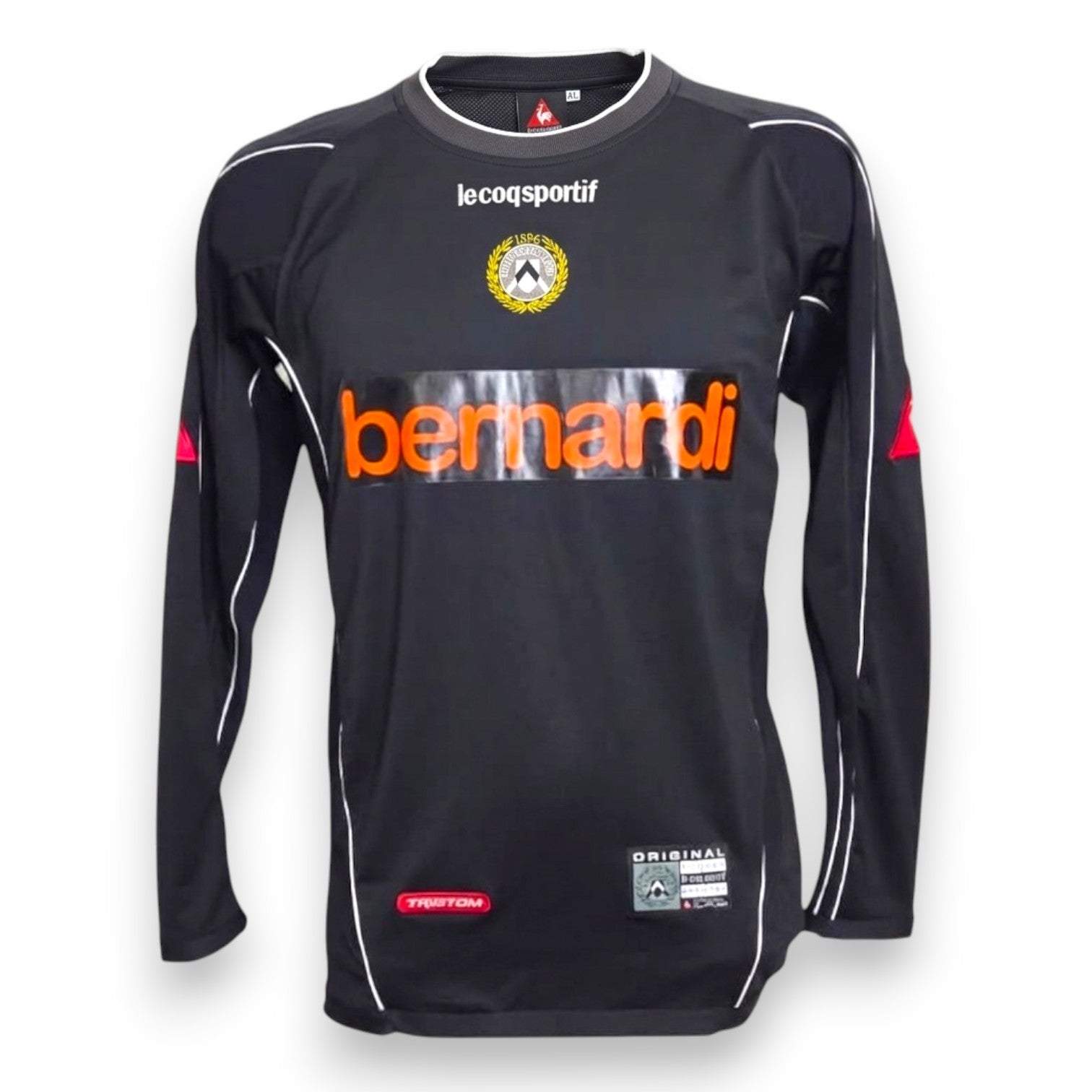 Fronte maglia Portiere Udinese 2002-03 Player Issued De Sanctis – Le Coq Sportif – sponsor Bernardi – badge Original – nera maniche lunghe Serie A