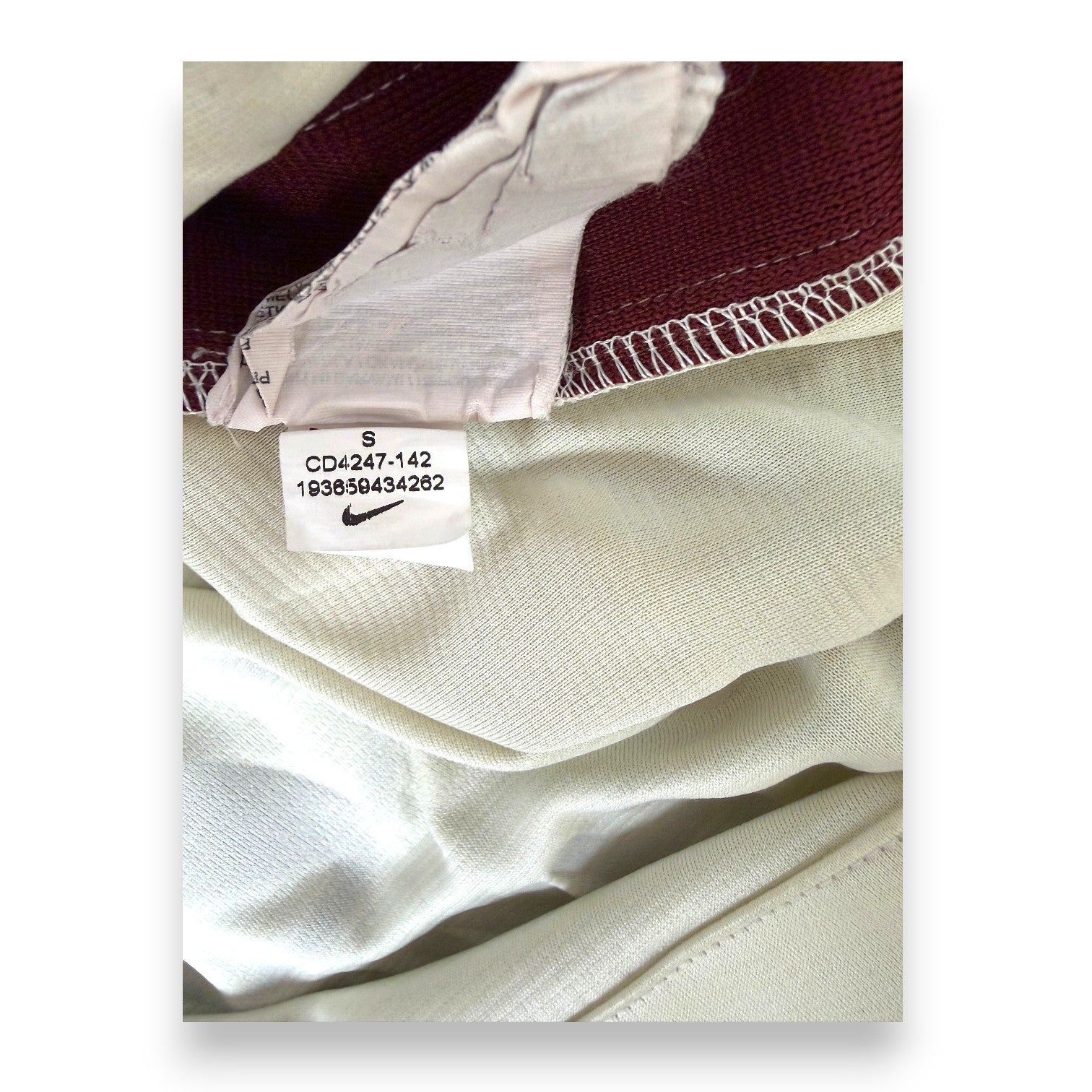 Dettaglio etichetta Nike maglia Roma Away 2019-20 – codice CD4247-142 – taglia S