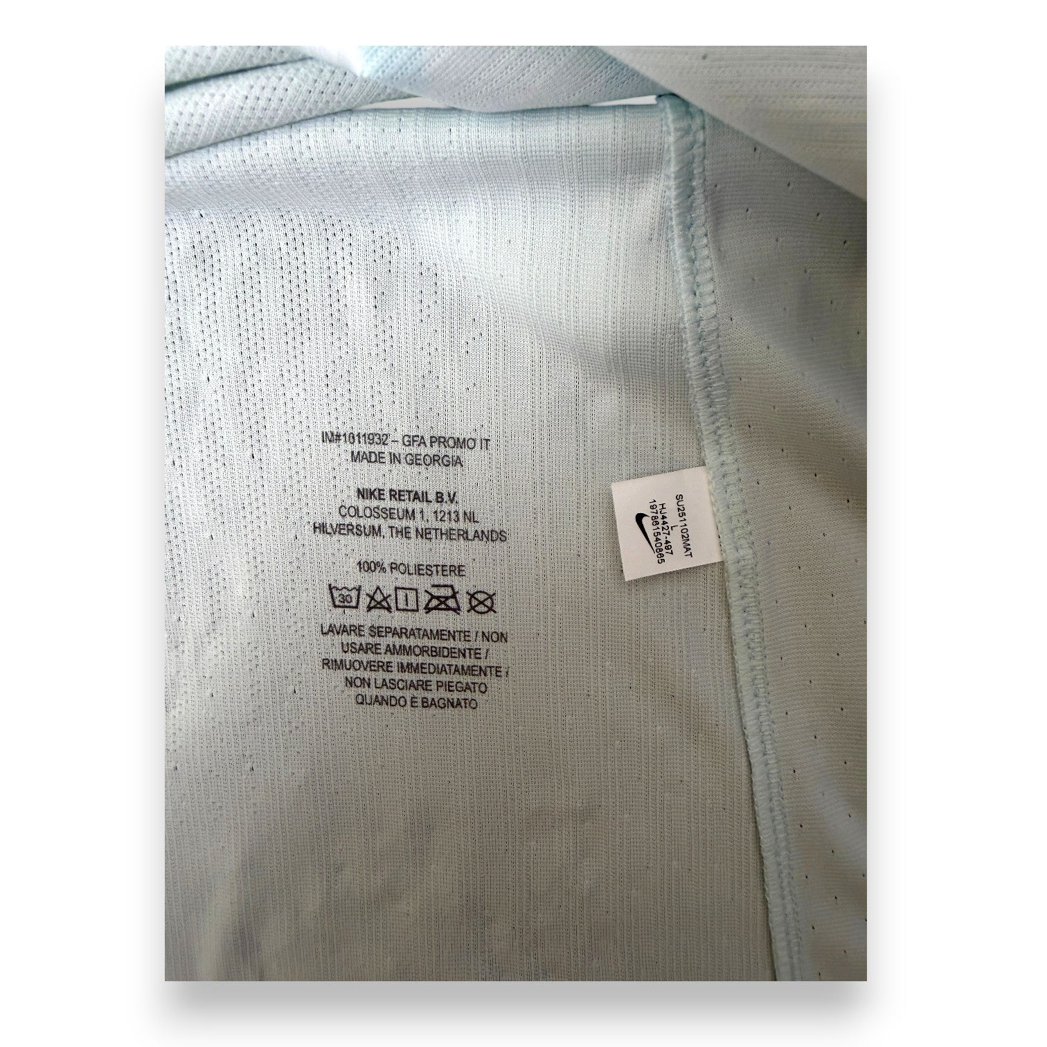 Etichetta interna Nike Dri-FIT ADV maglia Inter Away 2025-26 – Made in Georgia