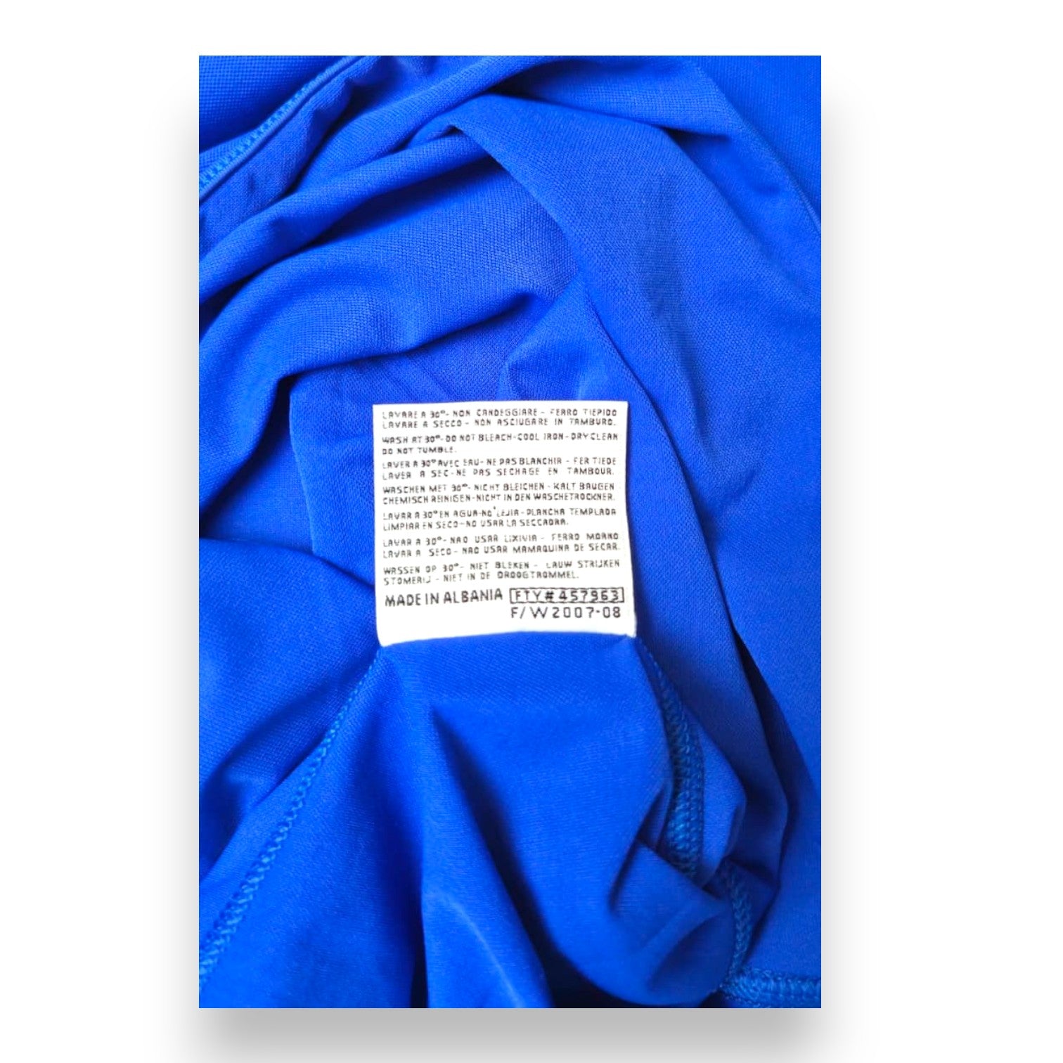 Etichetta interna maglia Sampdoria Home 2007-08 Player Issued Franceschini – Kappa – Made in Albania – stagione F/W 2007-08