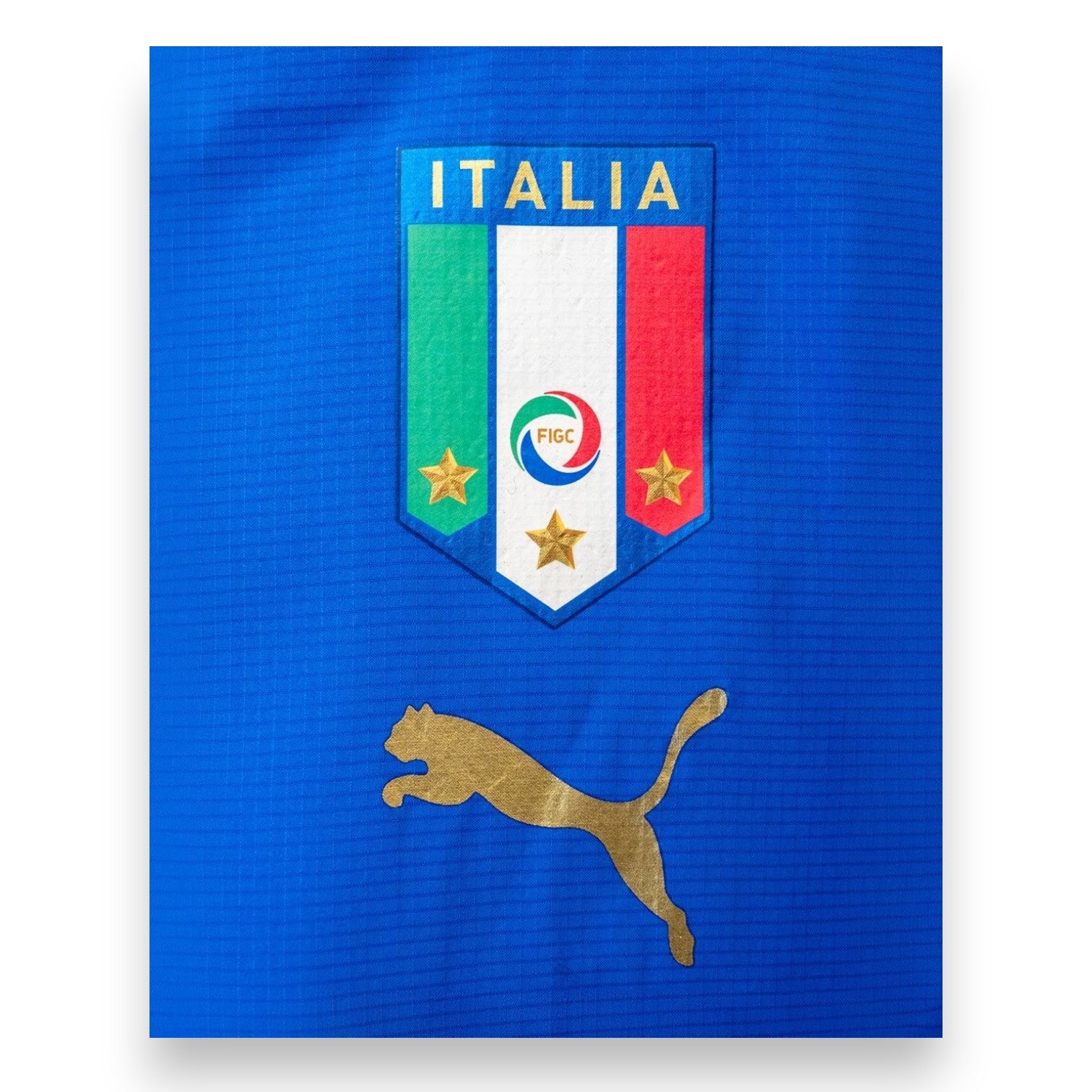 Scudo FIGC ricamato 3 stelle maglia Italia Player Issued 2006 Puma – dettaglio autenticità – Mondiali Germania