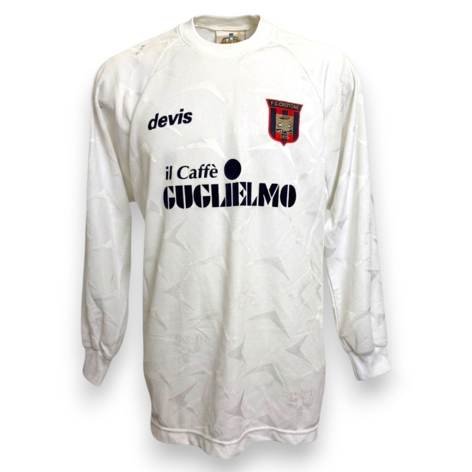 Fronte maglia Crotone Away 2000-02 Devis manica lunga – sponsor il Caffè Guglielmo – Player Issued Giampà numero 6