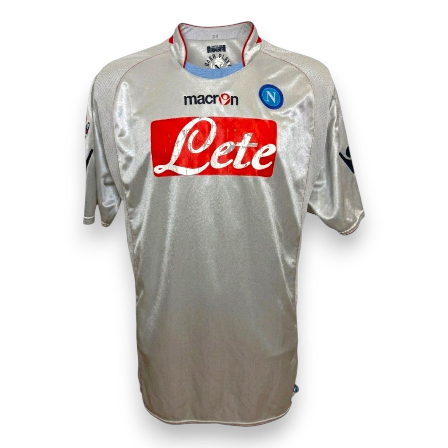 Fronte maglia Napoli Away 2009-10 Macron Store – stemma SSC Napoli – sponsor Lete – grigio silver