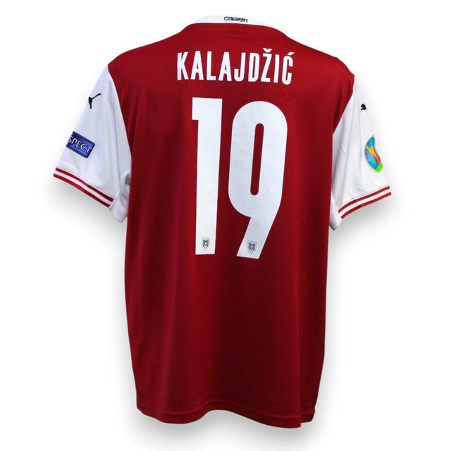 Maglia Austria Home UEFA Euro 2020 Player Issued Sasa Kalajdžić numero 19 – Puma – patch UEFA Respect e Euro 2020 sulle maniche