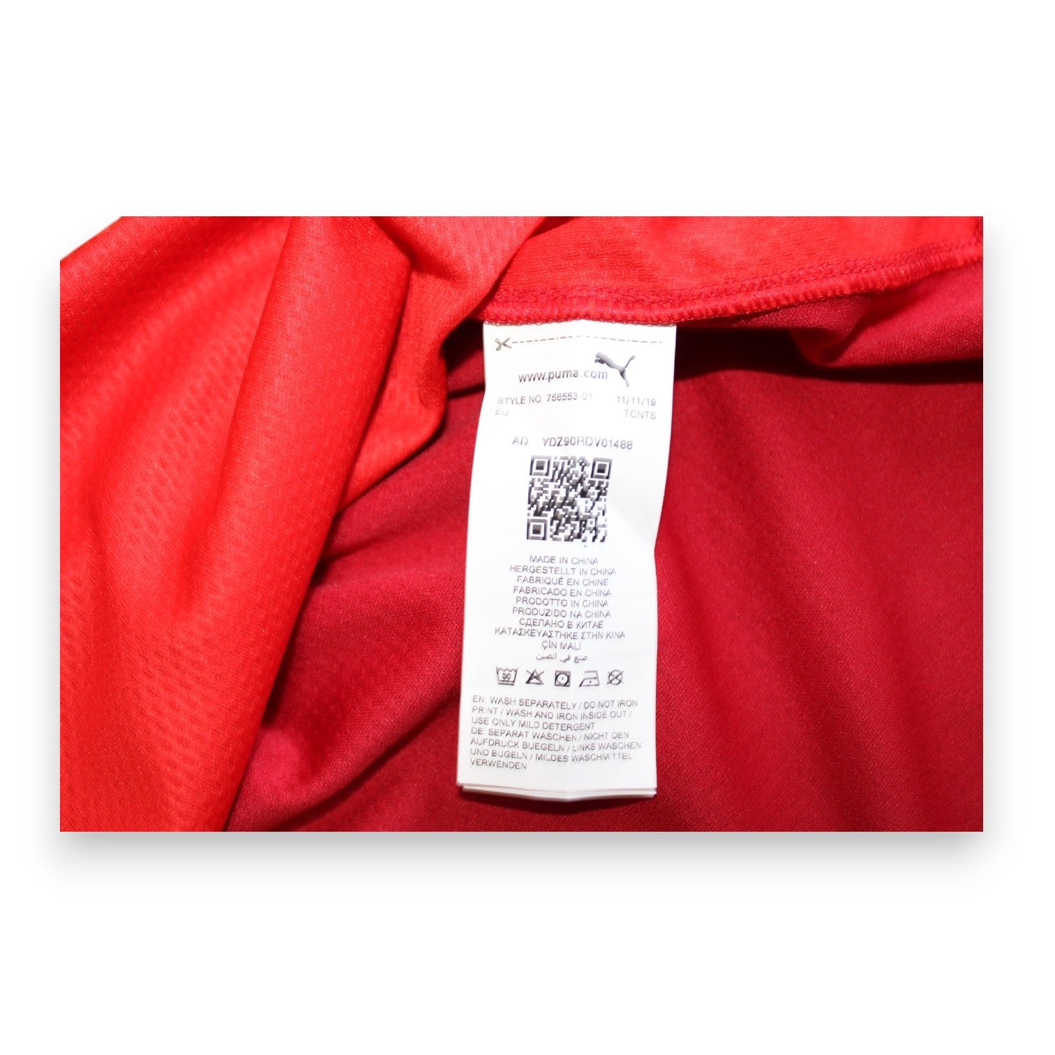 Etichetta interna Puma maglia Austria Home UEFA Euro 2020 – Made in China – fornitura Player Issued Kalajdžić N.19