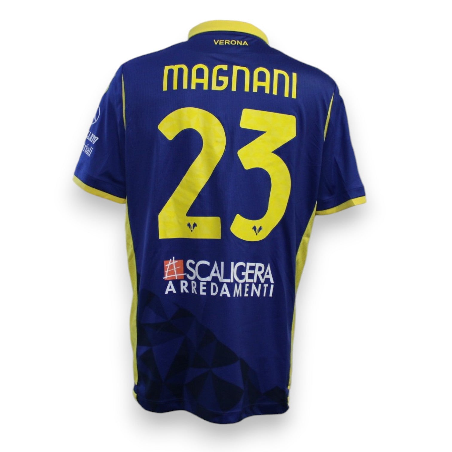 Maglia Hellas Verona Home 2020-21 Player Issued Giangiacomo Magnani numero 23 – Macron – sponsor Scaligera Arredamenti
