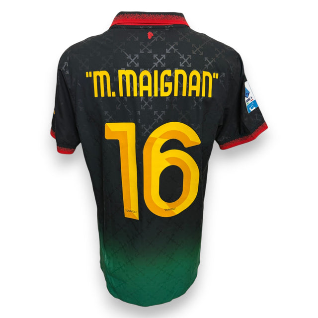 Retro maglia Milan Off-White 2024-25 Mike Maignan numero 16 – nameset ufficiale Off-White – patch Serie A Enilive