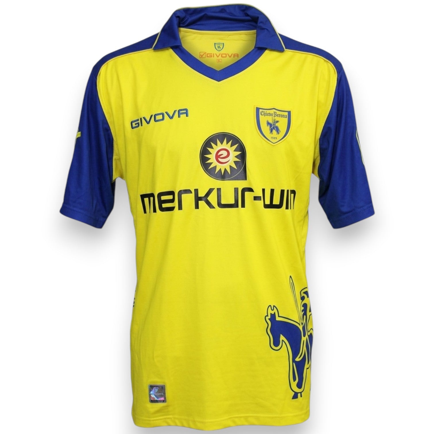 Fronte maglia ChievoVerona Home 2009-10 Player Issued – Givova – sponsor Merkur-Win – numero 4 Andrea Mantovani