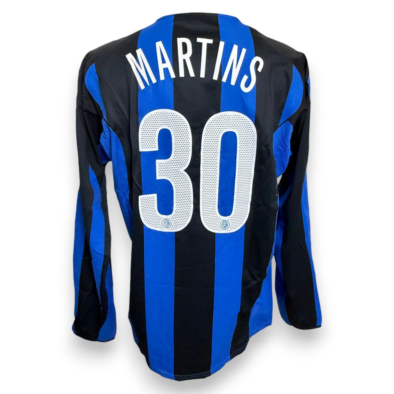 Retro maglia Inter 2005-06 numero 30 Obafemi Martins Player Issued maniche lunghe – Nike Total 90 – cimelio vintage Scudetto
