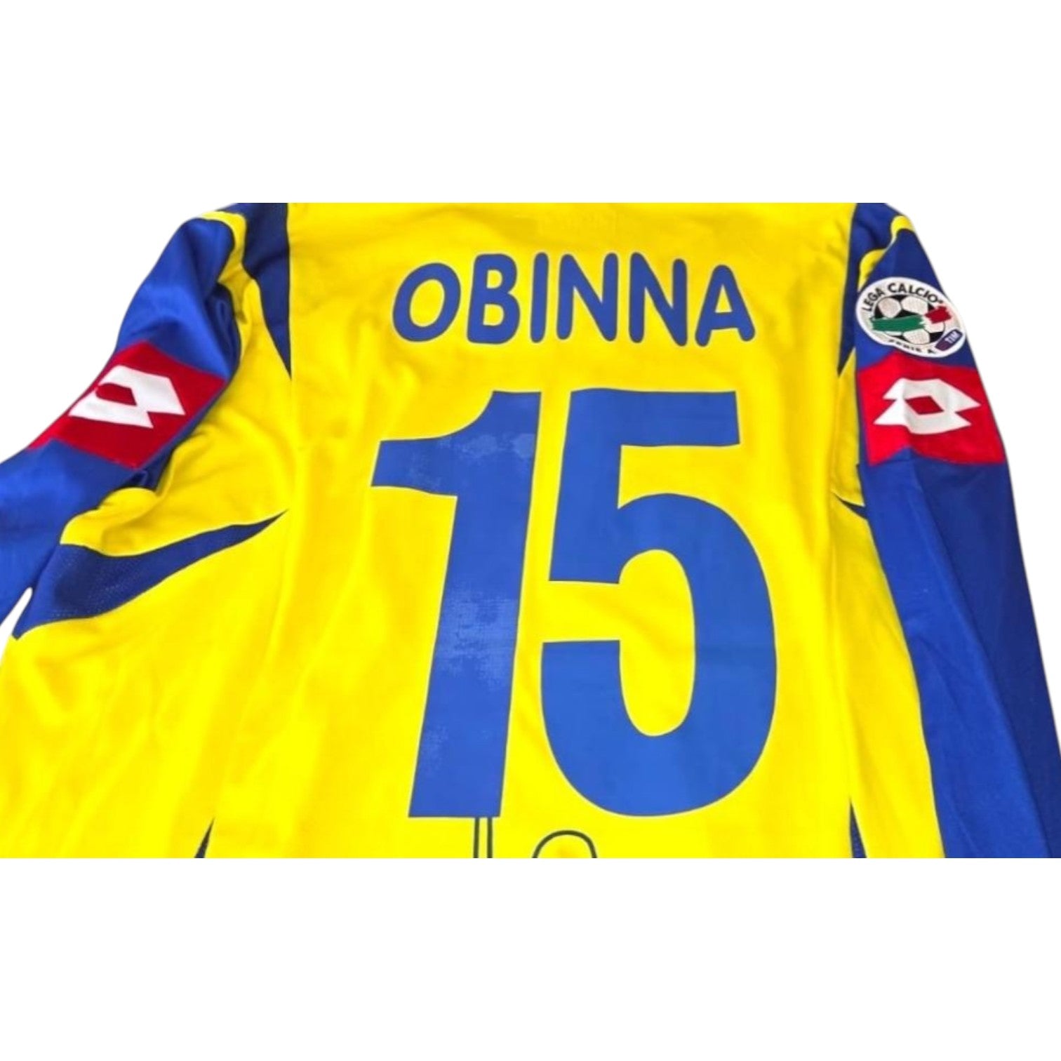 Dettaglio retro numero 15 Obinna e patch Lega Calcio Serie A maglia Chievo Verona 2006-07 Player Issued – Lotto