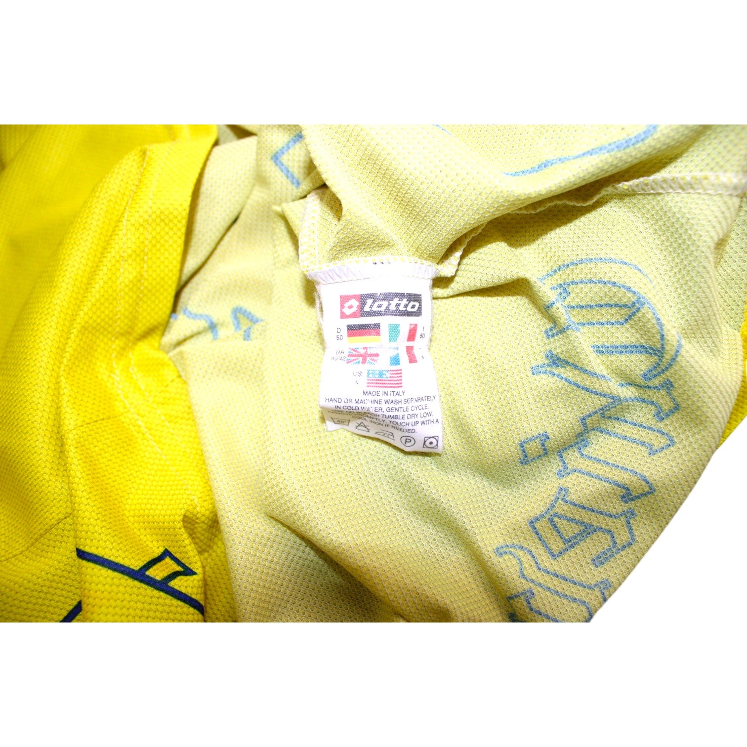 Etichetta lavaggio Lotto maglia Chievo Verona 2003-04 Player Issued – made in Italy – composizione tessuto ufficiale