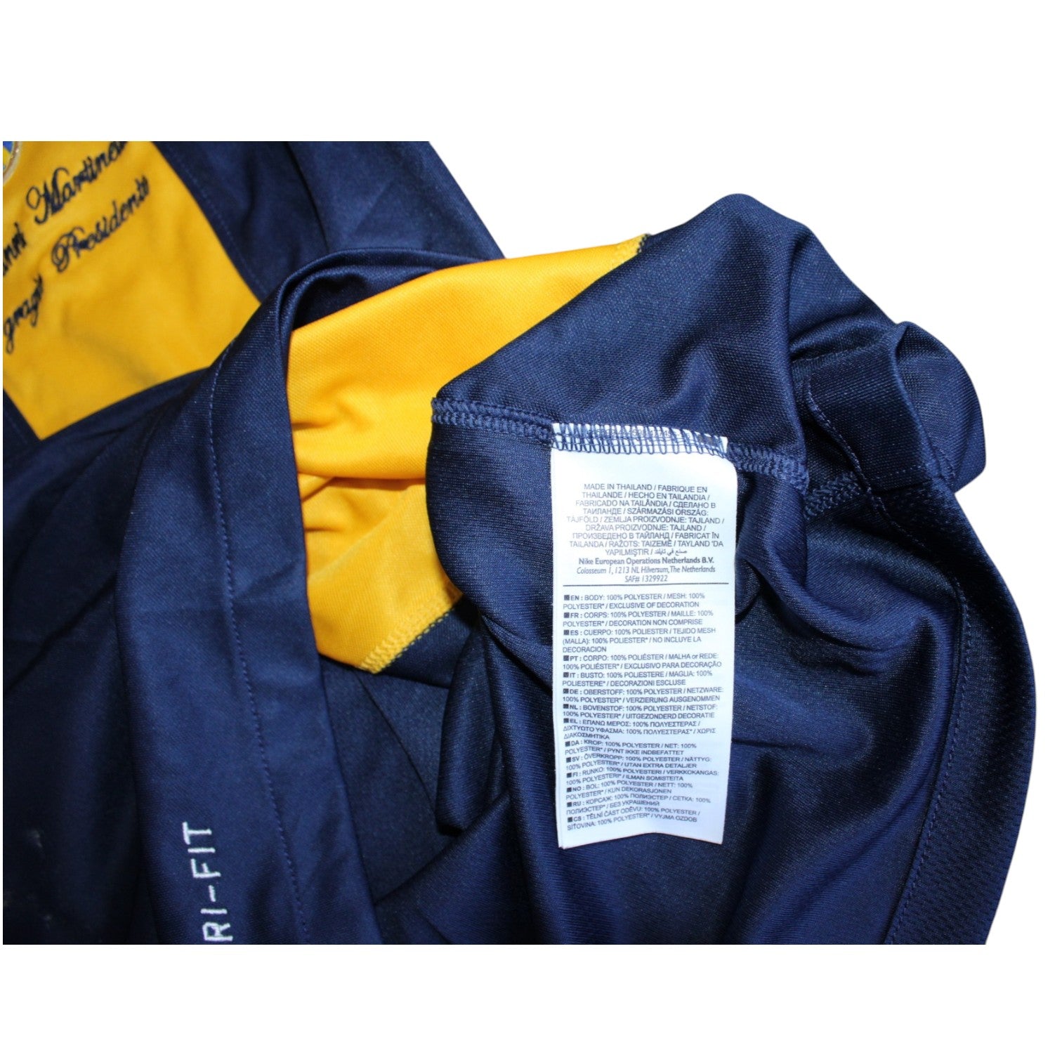 Etichetta interna Nike Dri-Fit taglia S maglia Hellas Verona Home 2013-14 Player Issued – Made in Thailand – colletto a V