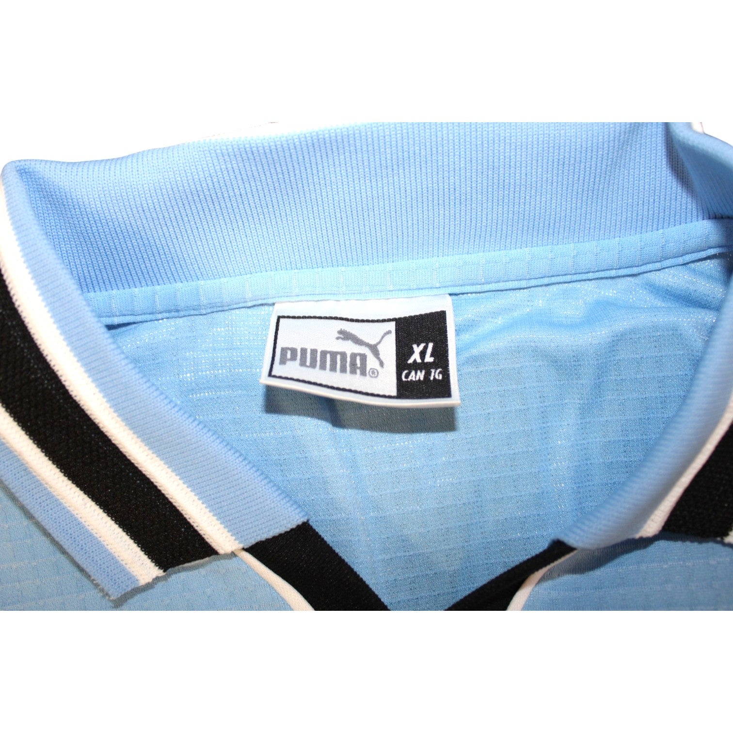 Etichetta collo Puma XL maglia SS Lazio Home 1998-99 Player Issued autografata Roberto Mancini – vintage Serie A