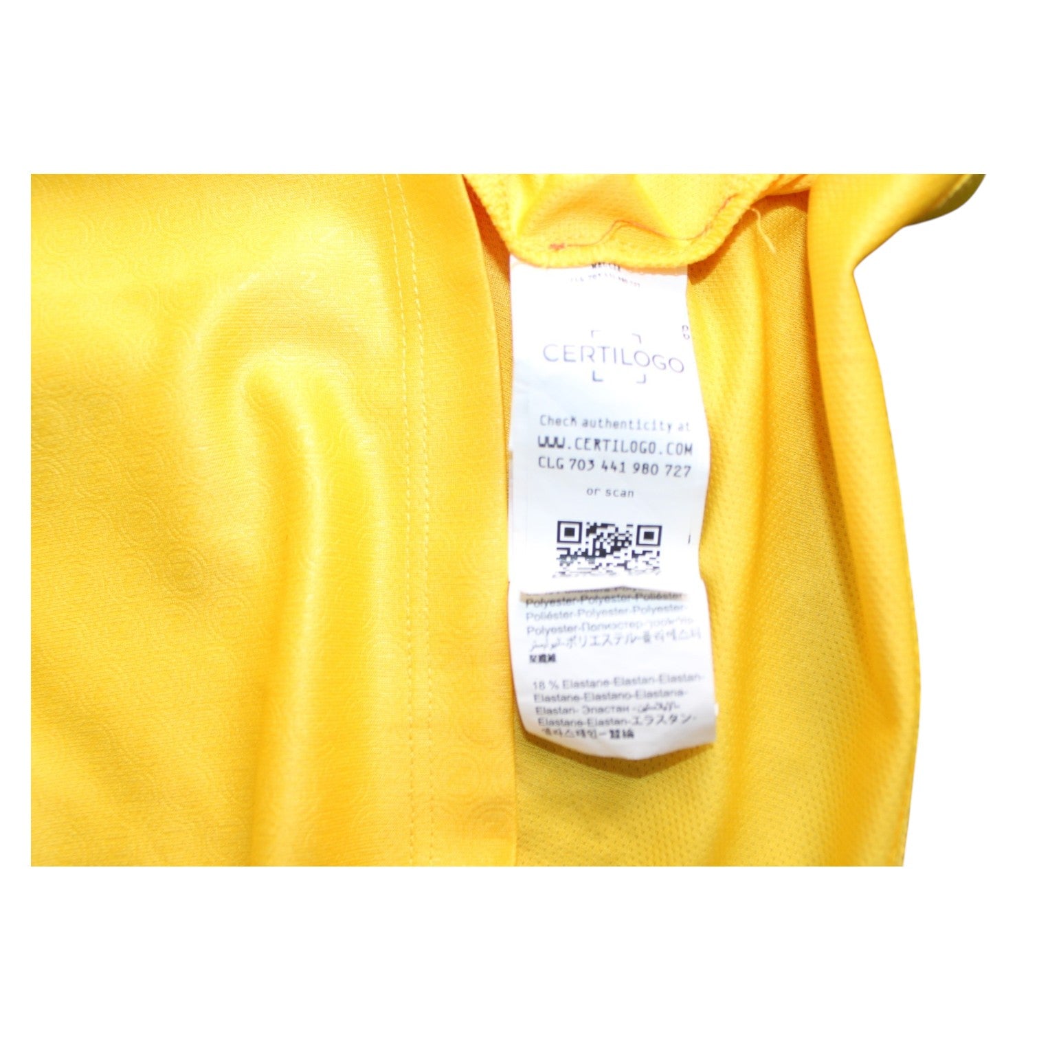 Etichetta Certilogo maglia portiere SSC Napoli EA7 2023-24 – codice CLG autenticità – poliestere elastane – Player Issued