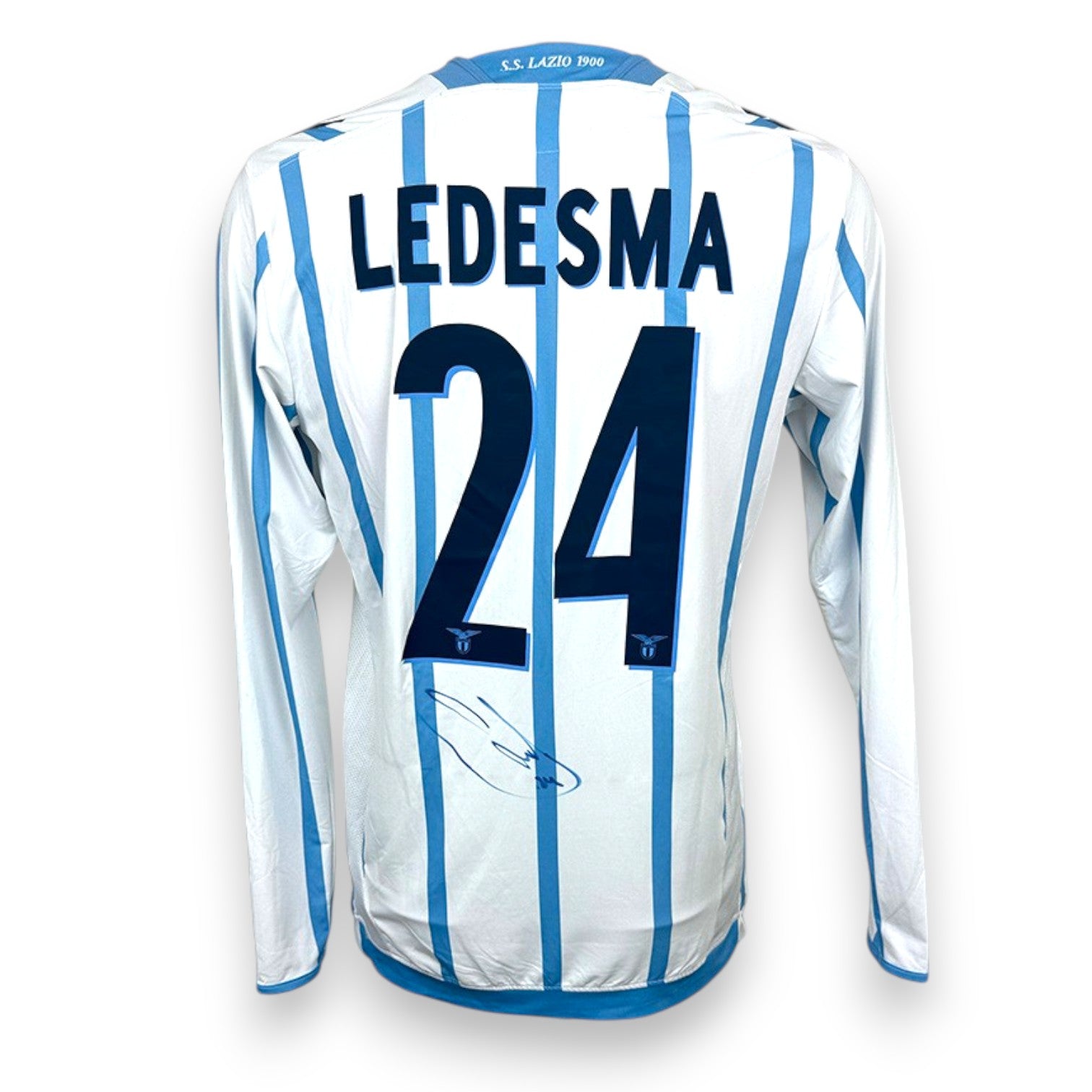 Retro maglia SS Lazio Third 2014-15 numero 24 Ledesma autografata – firma originale pennarello blu – COA Incluso