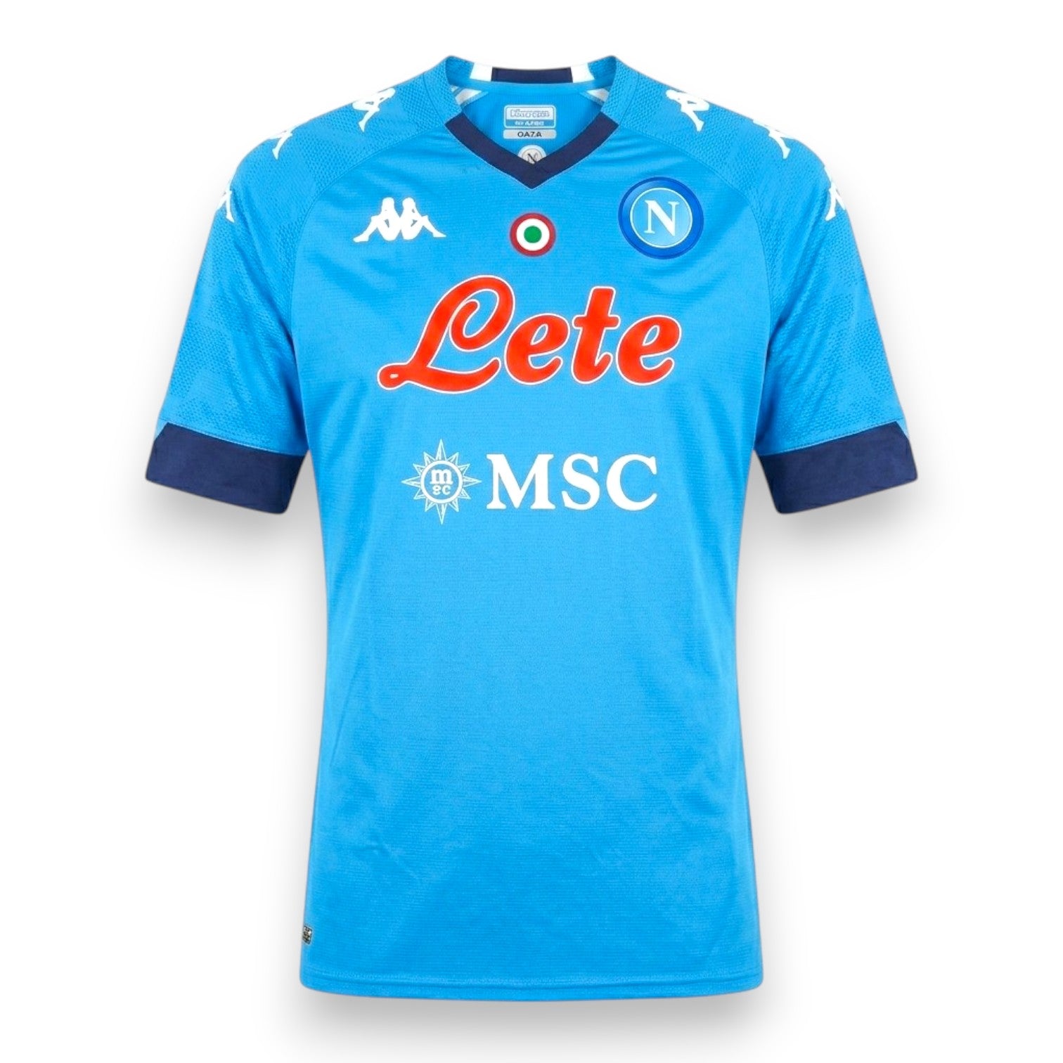 Fronte maglia SSC Napoli Home 2020-21 Player Issued Andrea Petagna numero 37 – Kappa Lete MSC – azzurro