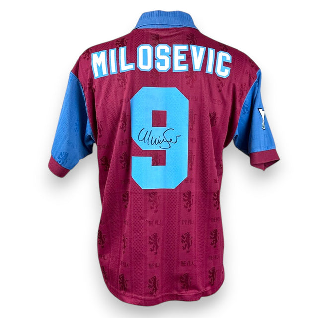 Maglia Vintage Aston Villa Home 1995/96 – Savo Milošević – N.9 – Store Autografata – Reebok – AST Computer – Premier League – COA Incluso