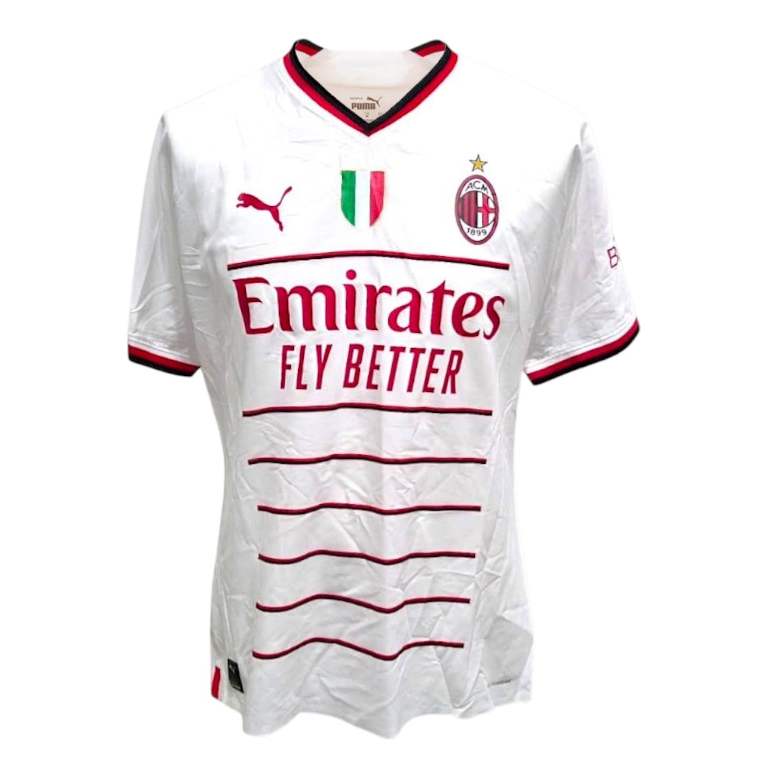 Maglia AC Milan Away 2022-23 Store Puma – sponsor Emirates Fly Better – scudetto tricolore – stemma ACM 1899 – taglia L