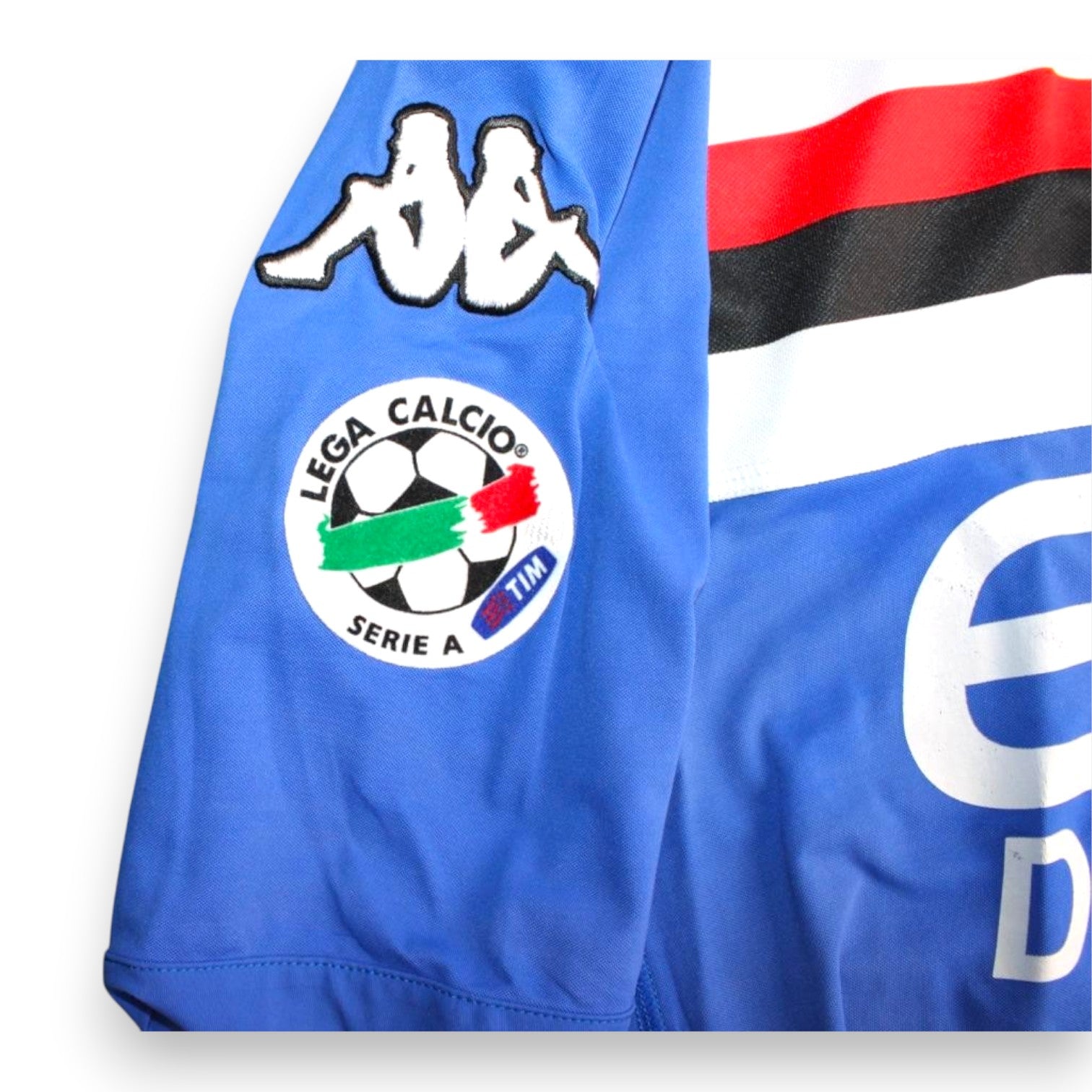 Dettaglio patch Lega Calcio Serie A TIM maglia Sampdoria 2005-06 – logo Kappa manicotto – Player Issued originale