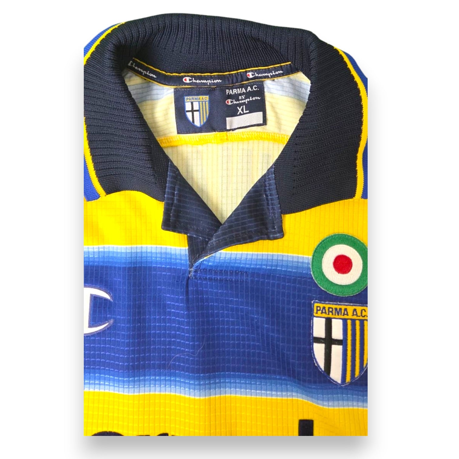 Etichetta taglia XL Parma A.C. by Champion maglia 1999-2000 Paolo Cannavaro Player Issued