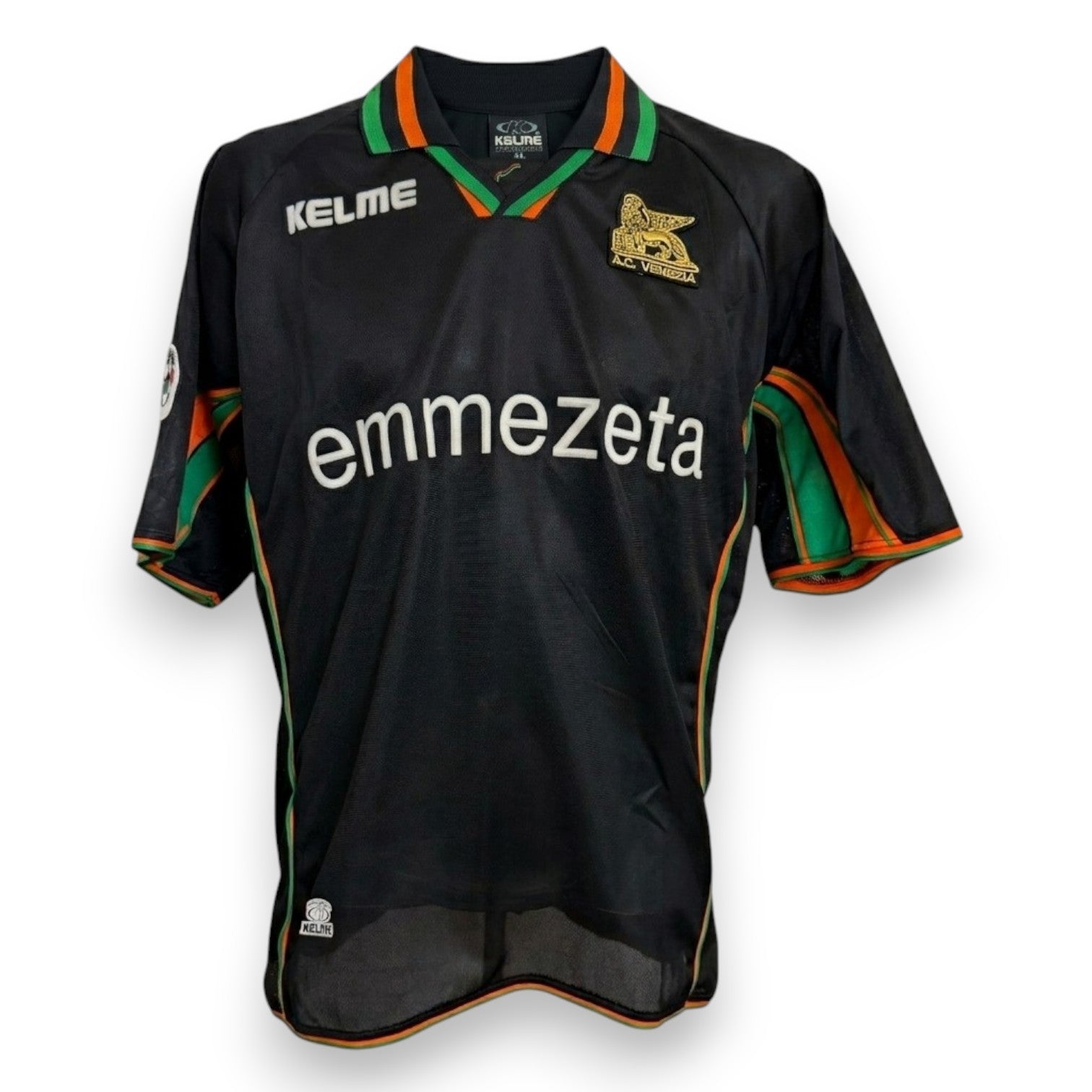 Fronte maglia Venezia FC Home 2002-03 Player Issued Kelme – sponsor Emmezeta – Leone di San Marco dorato – numero 71 Paolo Poggi
