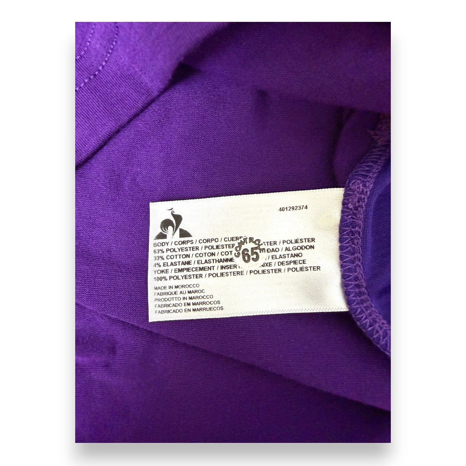 Etichetta interna maglia Fiorentina Home 2019-20 Le Coq Sportif – taglia S – made in Morocco