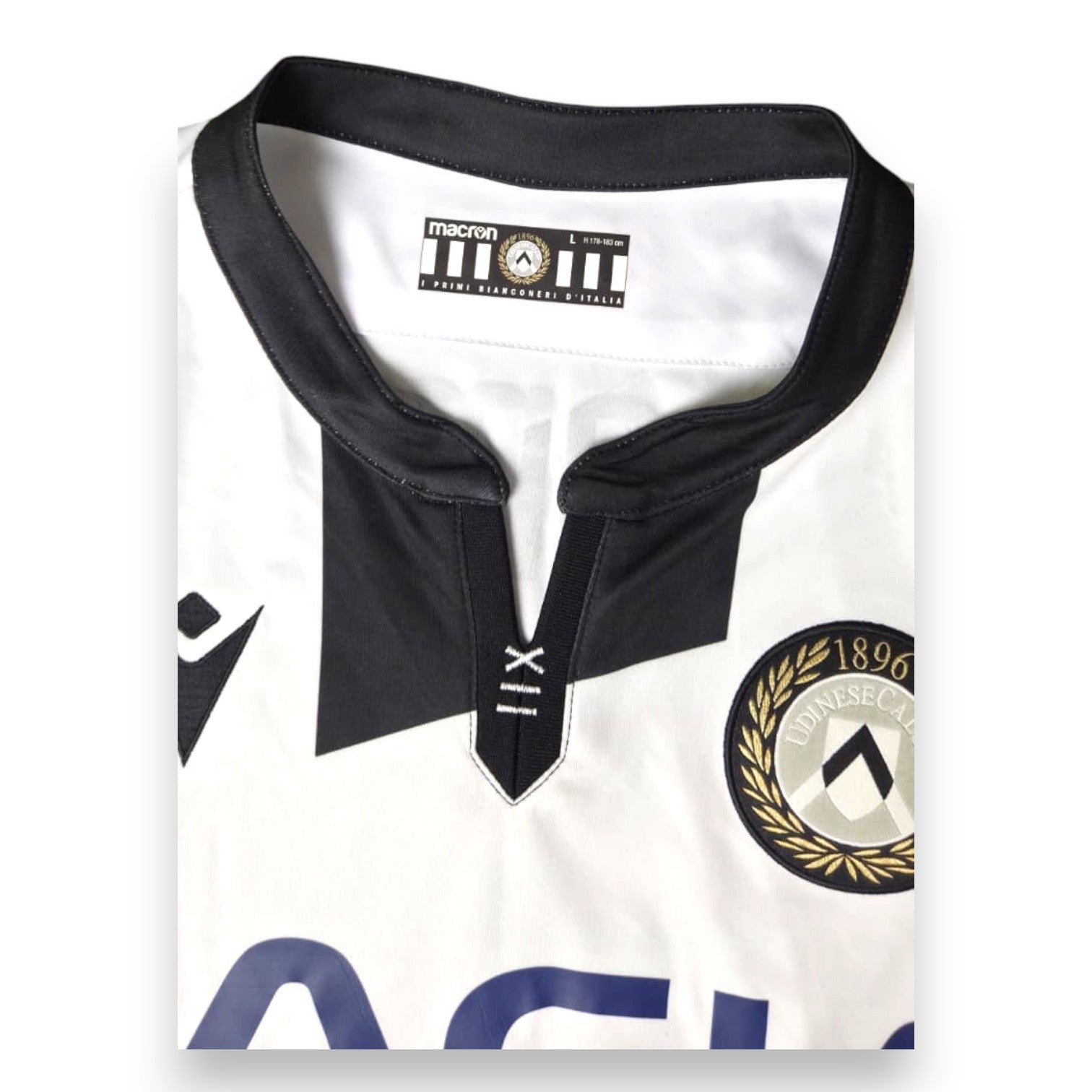 Etichetta taglia L Macron maglia Udinese Home 2019-20 Player Issued – logo I Primi Bianconeri d'Italia – numero 3 Samir