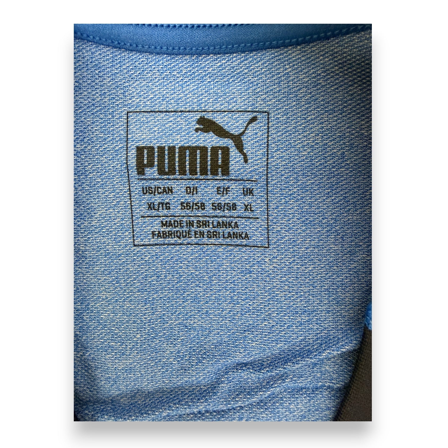 Etichetta taglia XL maglia Italia Home 2018-19 Puma – made in Sri Lanka