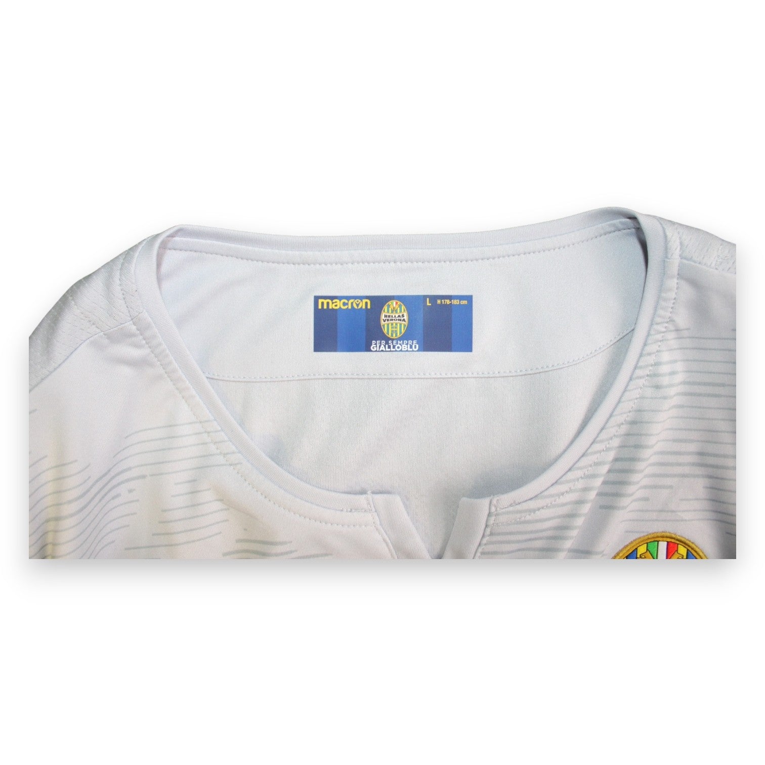 Etichetta collo maglia portiere Hellas Verona 2019-20 – taglia L h 178-183 cm – Macron – Per Sempre Gialloblu
