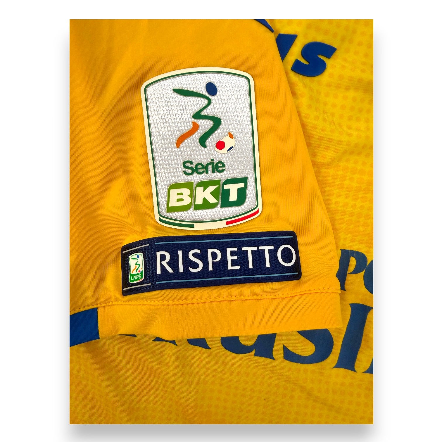 Patch ufficiale Serie BKT e LNPB Rispetto maglia Frosinone Calcio Home 2019-20 Player Issued Zeus – Francesco Verde N.4