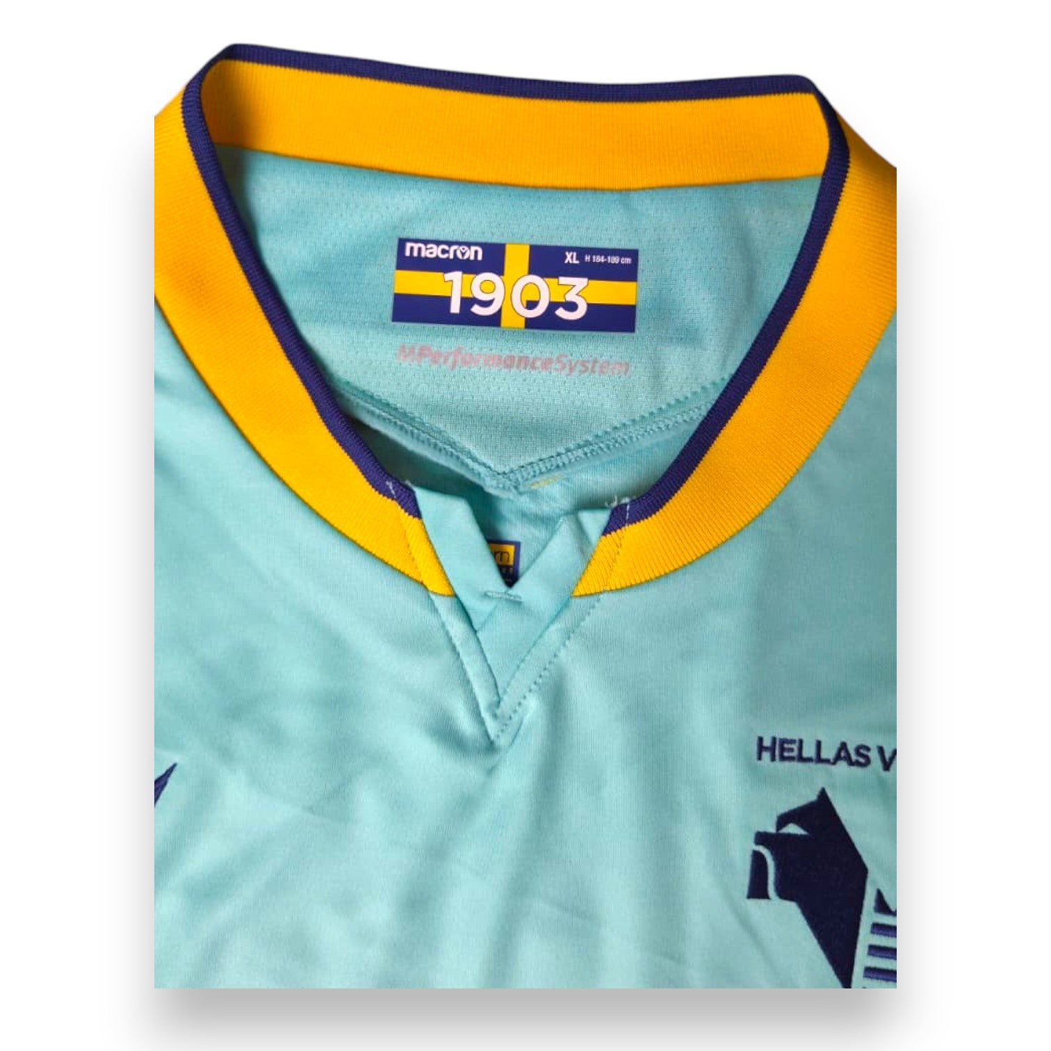 Etichetta taglia XL Macron 1903 maglia Hellas Verona Third 2022-23 Match Worn – Performance System – numero 7 Simone Verdi