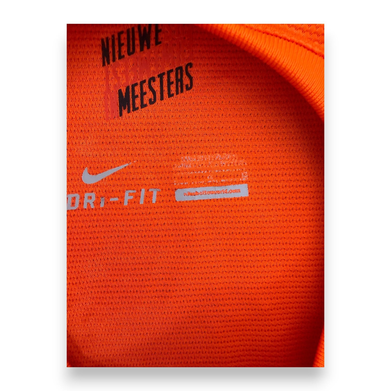 Collo maglia Olanda 2012 Nike Dri-Fit scritta Nieuwe Meesters