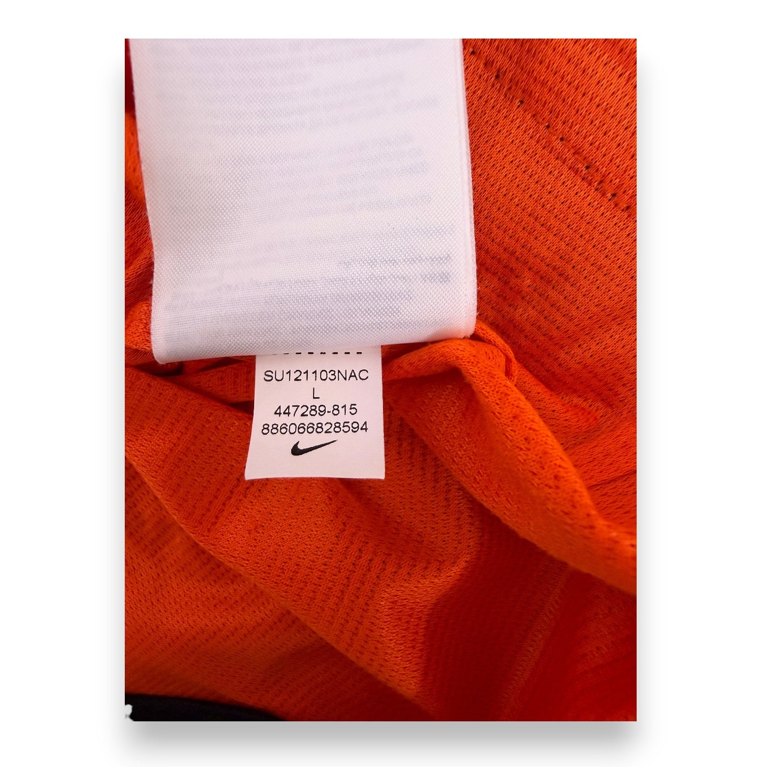 Etichetta interna Nike taglia L codice 447289-815 maglia Olanda 2012