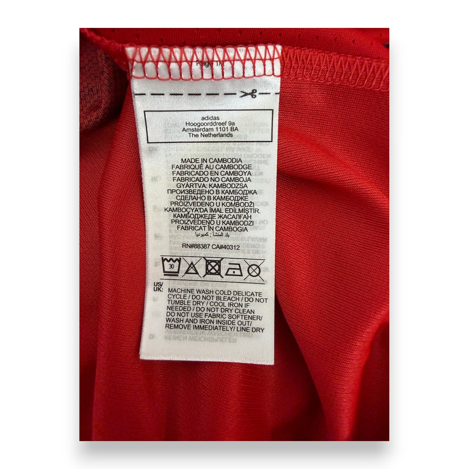 Etichetta interna originale Adidas maglia Belgio Home 2020-21 – Made in Cambodia – tecnologia Aeroready