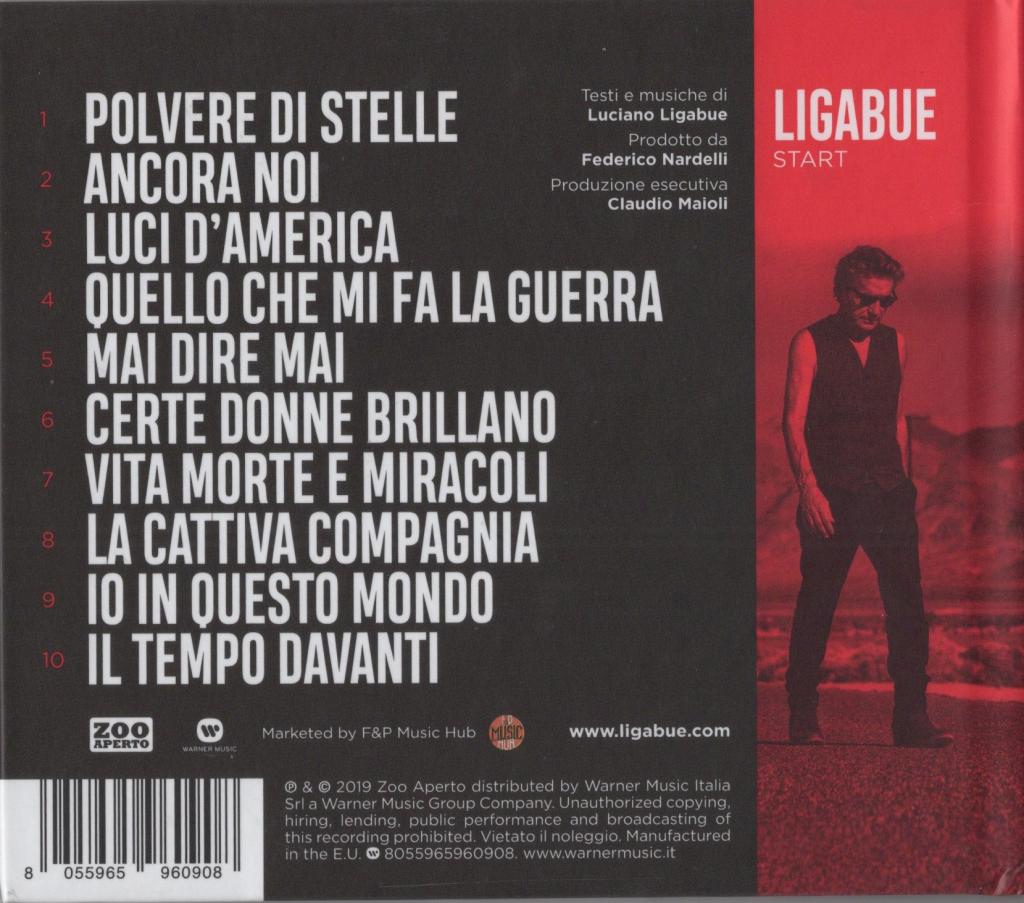Retro CD Ligabue Start 2019 – tracklist 10 brani – Zoo Aperto Warner Music Italia – prodotto Federico Nardelli – Made in EU