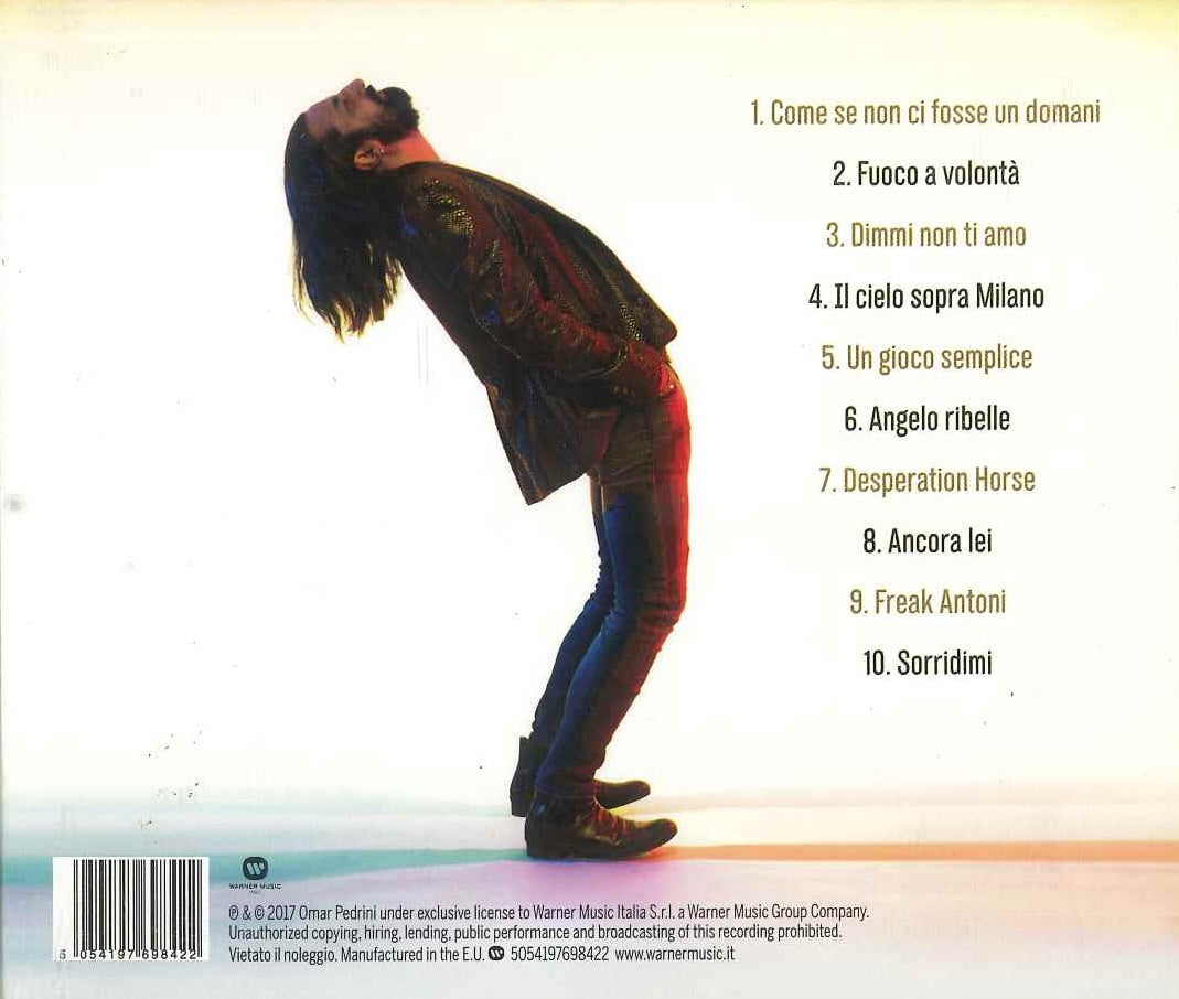 Retro CD Omar Pedrini Come se non ci fosse un domani – tracklist 10 brani – Warner 2017