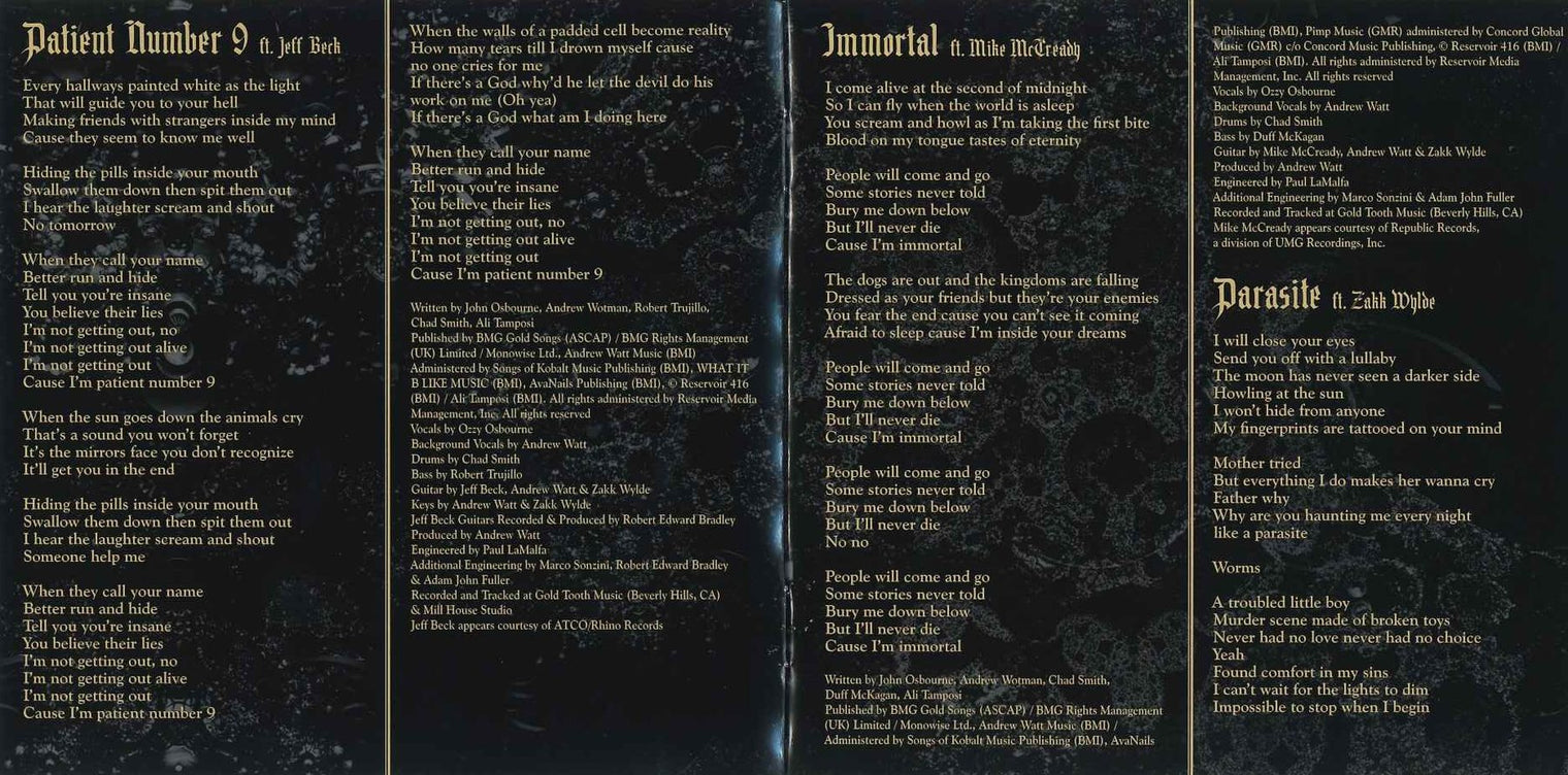 Libretto Patient Number 9 di Ozzy Osbourne con pagine illustrate dell album – inserto originale del cofanetto autografato
