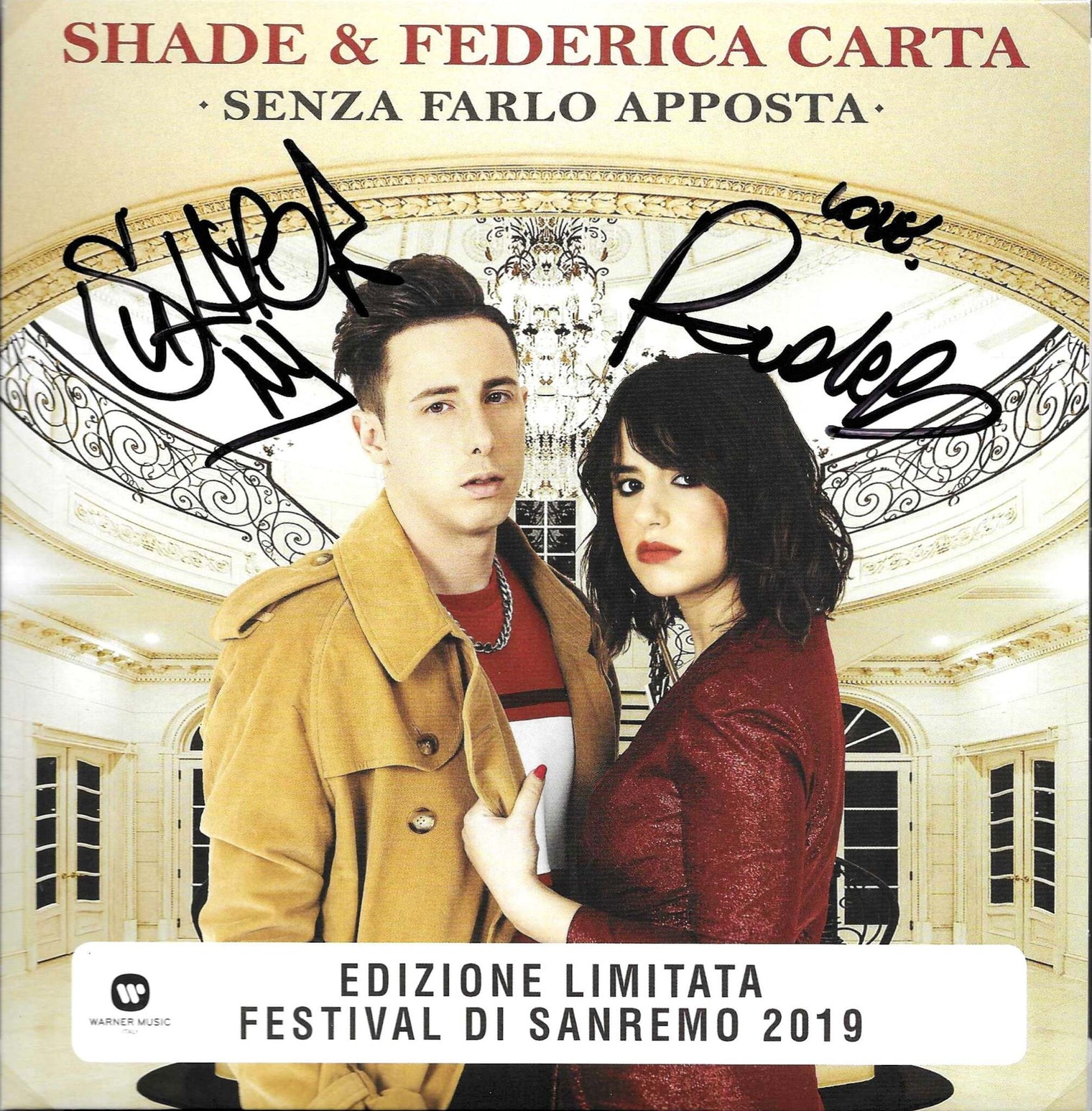 CD autografato Shade Federica Carta Senza Farlo Apposta Sanremo 2019 – due firme originali – MTM Memorabilia