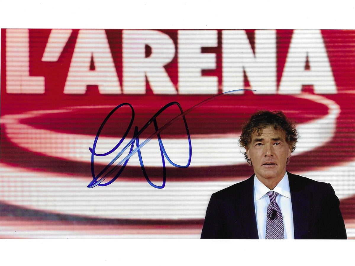 Fotografia autografata Massimo Giletti L'Arena studio TV – autografo blu originale – MTM Memorabilia