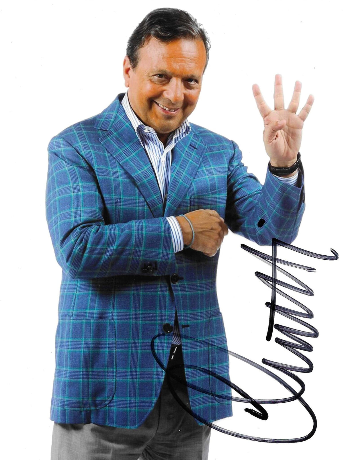 Fotografia autografata Piero Chiambretti ritratto studio – autografo nero originale – MTM Memorabilia