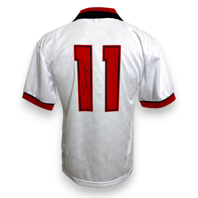 Retro replica ufficiale maglia AC Milan Away 1988-89 numero 11 Massaro autografata – Score Draw – pennarello nero
